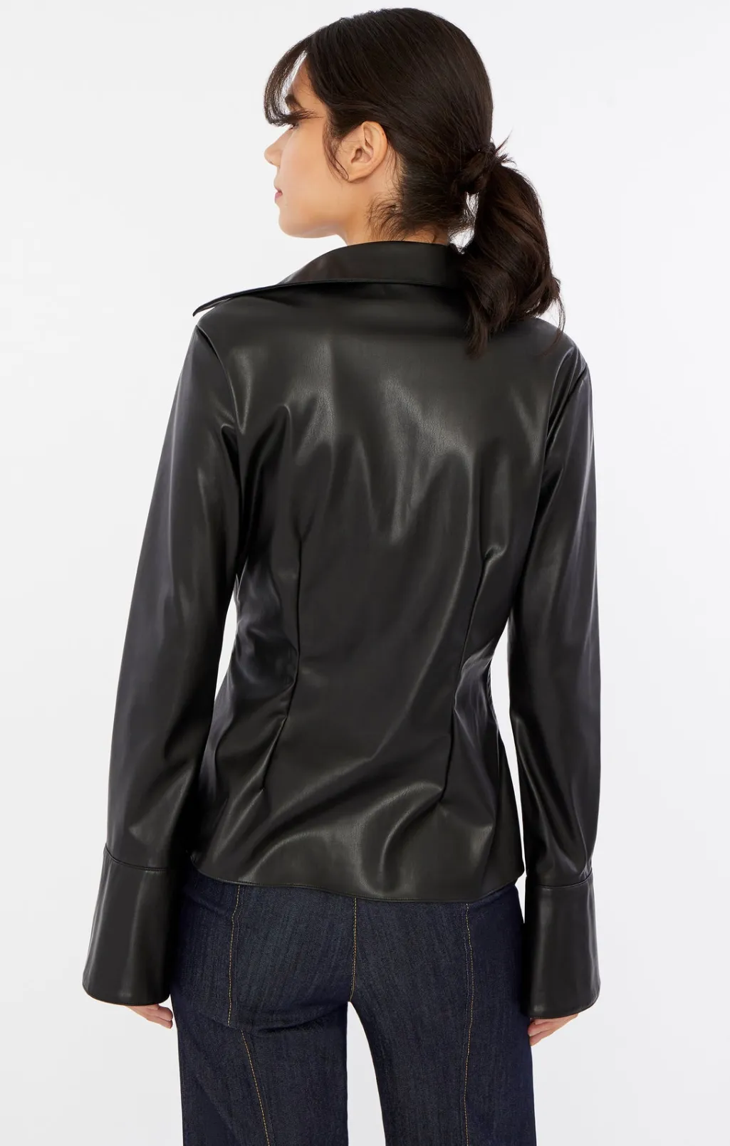 Cinq à Sept Faux Leather Mckenna Top Black Discount