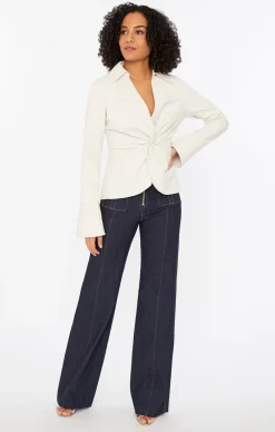 Cinq à Sept Faux Leather Mckenna Top Ivory Discount