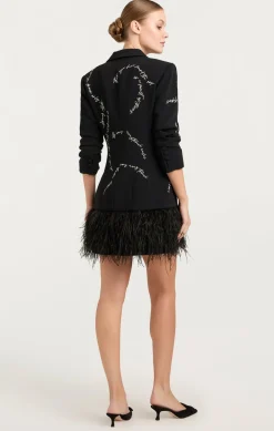 Cinq à Sept Feather And Script Embellished Joel Dress Black Outlet