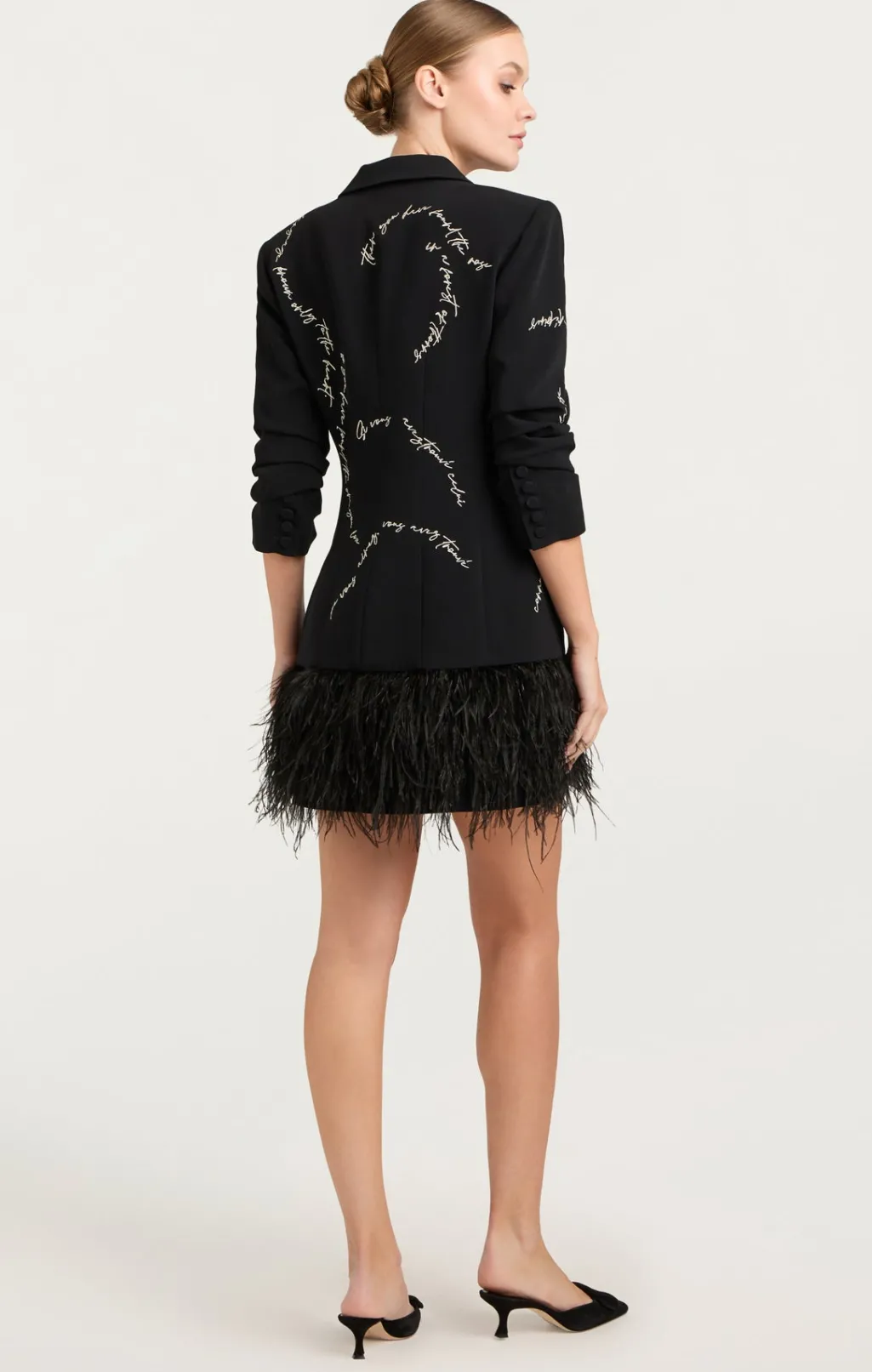 Cinq à Sept Feather And Script Embellished Joel Dress Black Outlet
