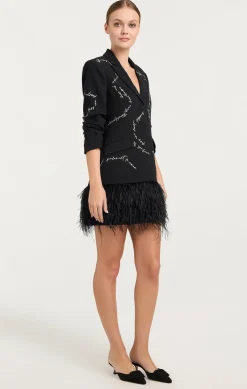 Cinq à Sept Feather And Script Embellished Joel Dress Black Outlet
