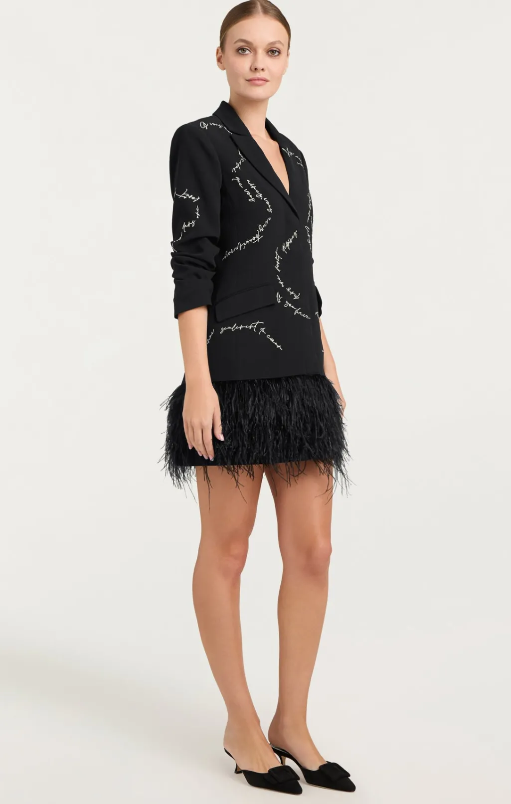 Cinq à Sept Feather And Script Embellished Joel Dress Black Outlet