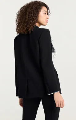 Cinq à Sept Feather Bouquet Jamila Blazer Black