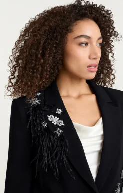 Cinq à Sept Feather Bouquet Jamila Blazer Black