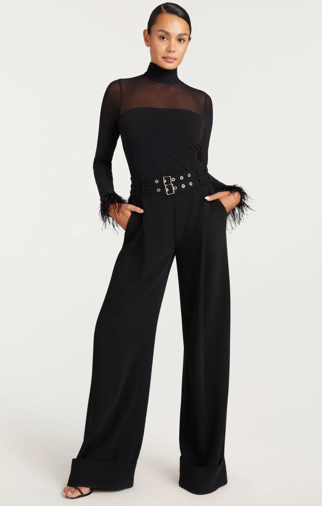 Cinq à Sept Feather Trim Shantel Top Black Online