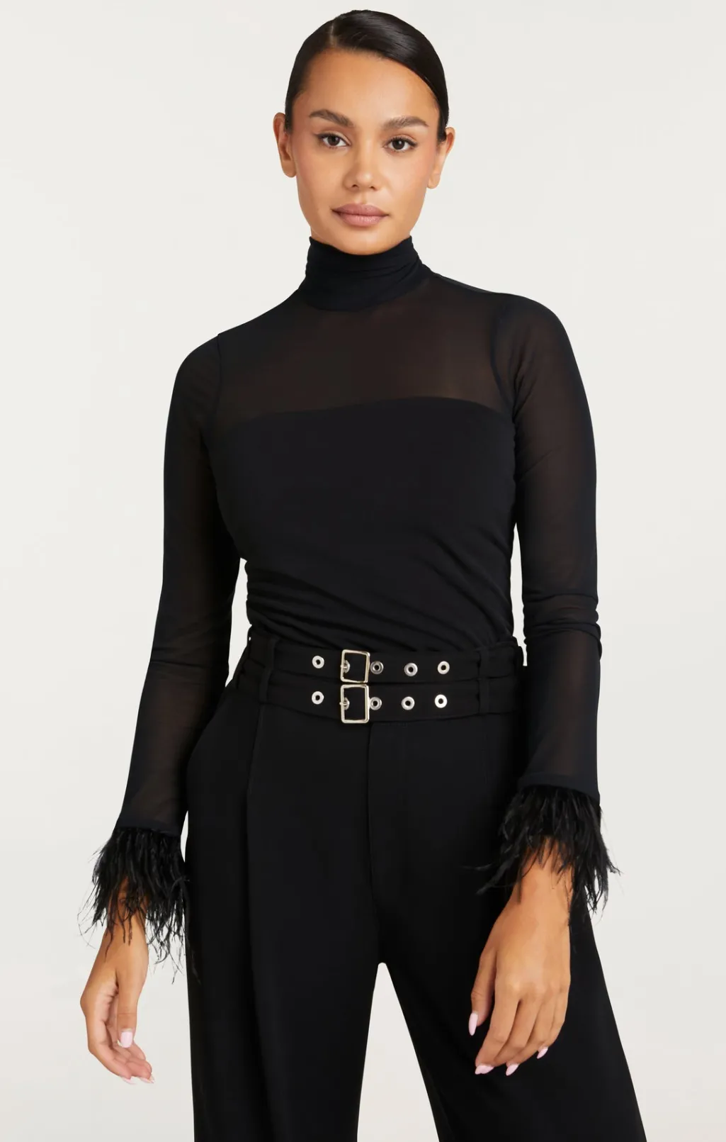 Cinq à Sept Feather Trim Shantel Top Black Online