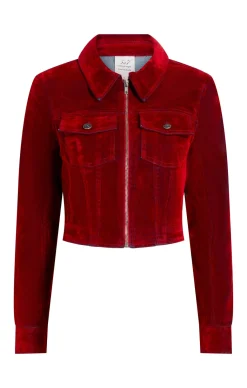 Cinq à Sept Flocked Denim Marilee Jacket Pomegranate New