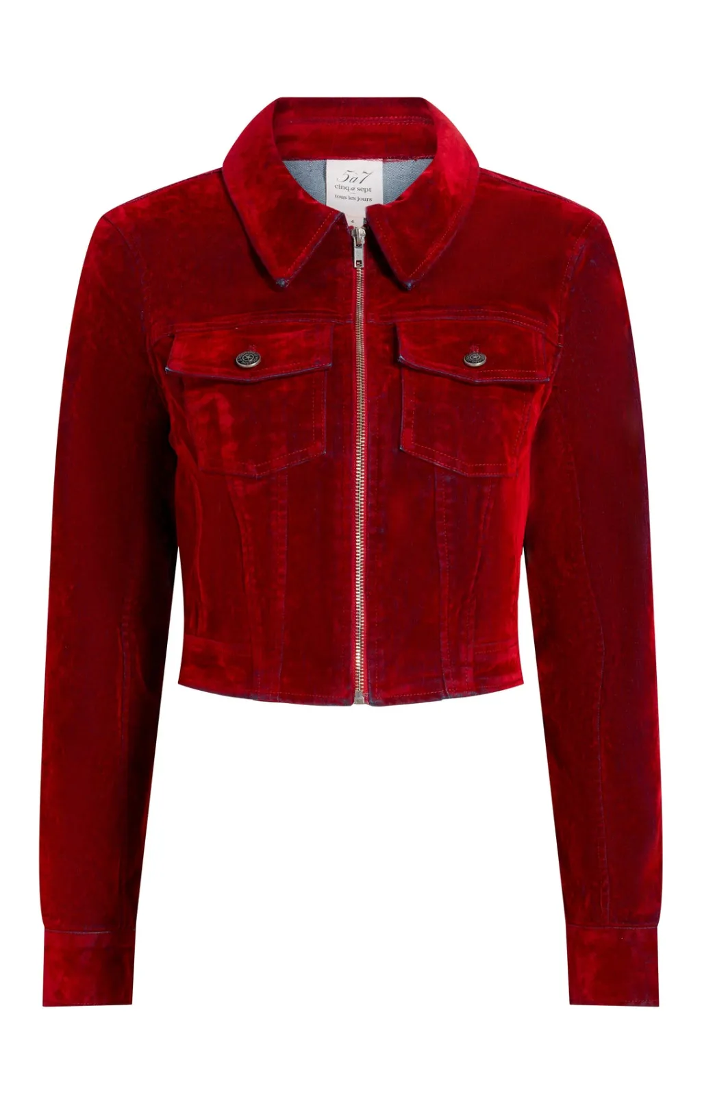 Cinq à Sept Flocked Denim Marilee Jacket Pomegranate New