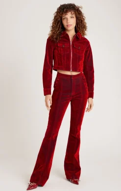Cinq à Sept Flocked Denim Suzette Pant Pomegranate