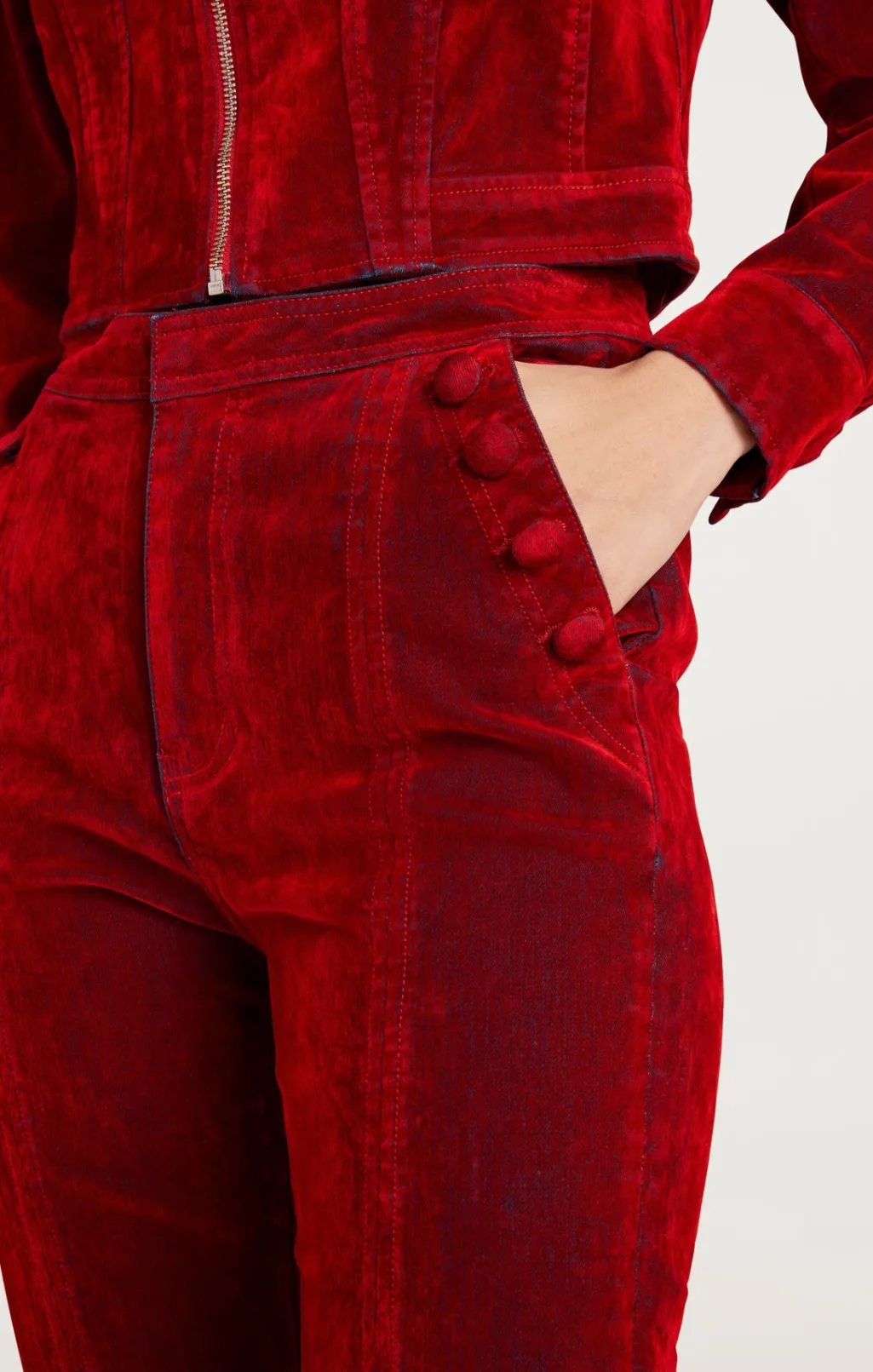 Cinq à Sept Flocked Denim Suzette Pant Pomegranate