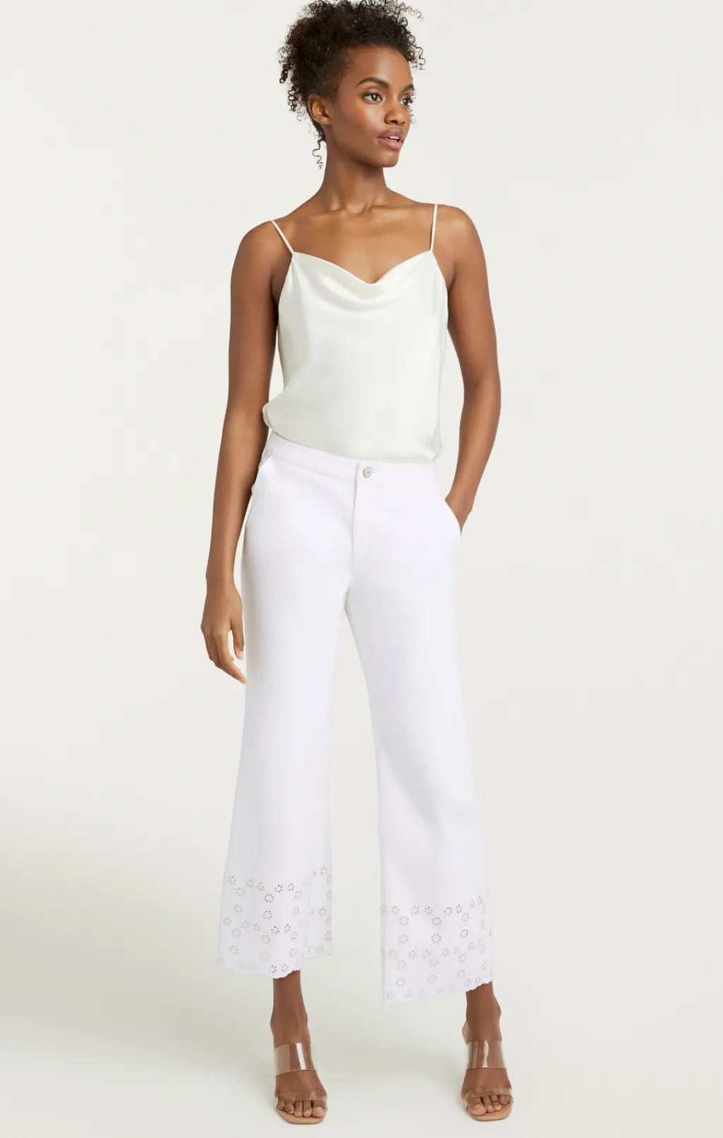 Cinq à Sept Floral Eyelet Amelia Pant White