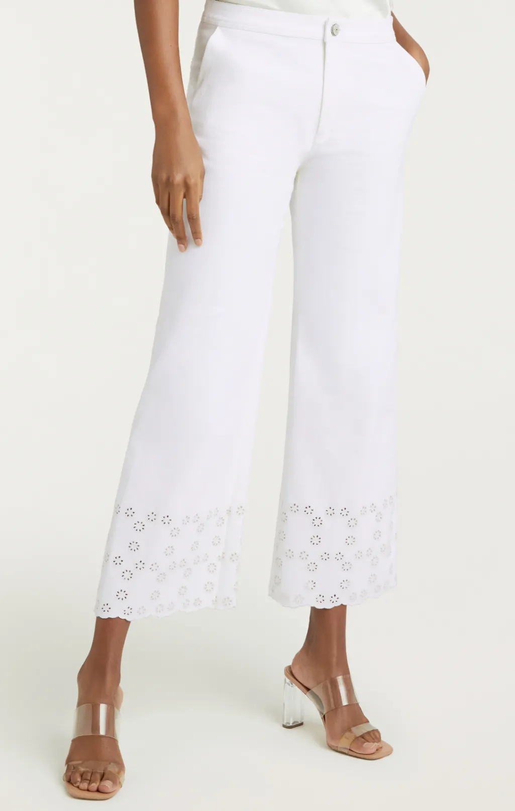 Cinq à Sept Floral Eyelet Amelia Pant White