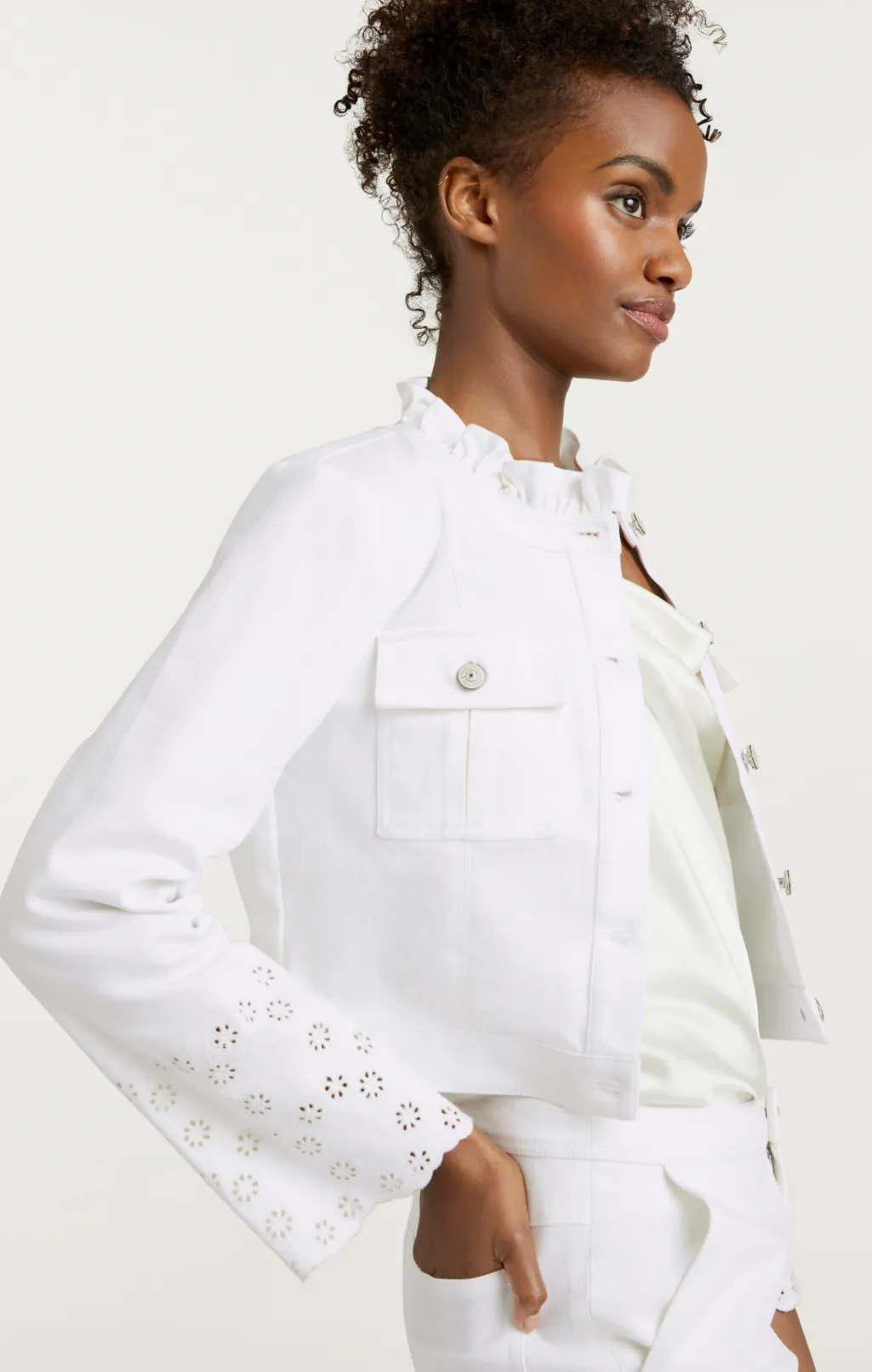 Cinq à Sept Floral Eyelet Matilde Jacket White New