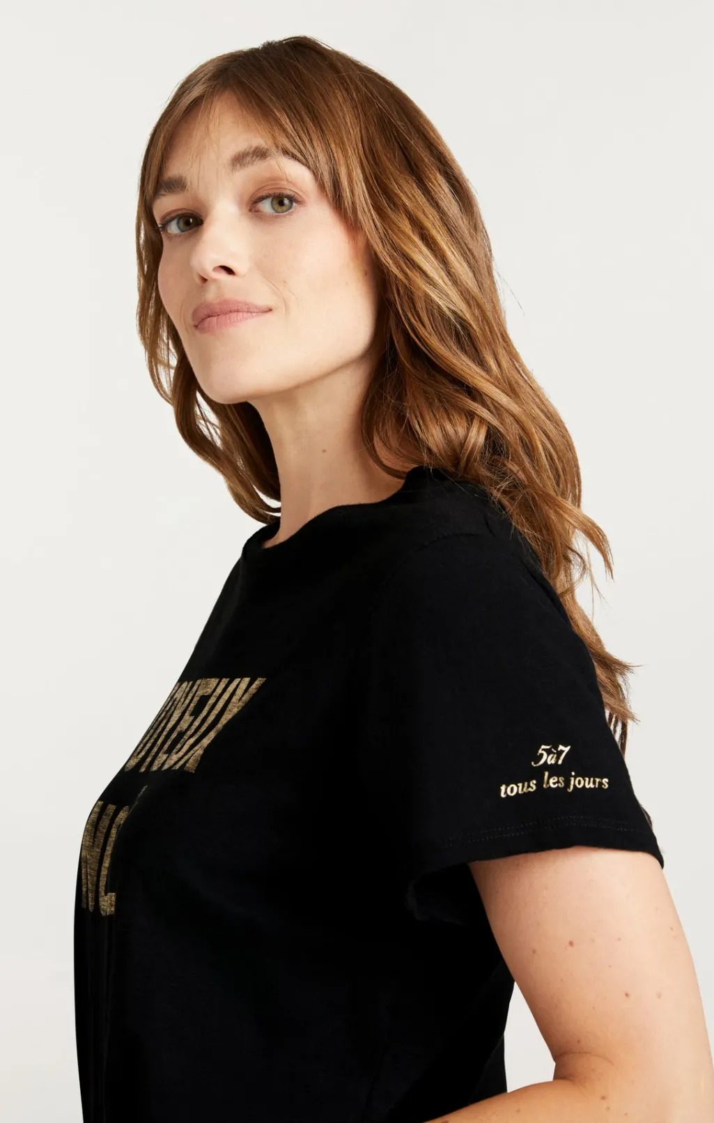 Cinq à Sept Foiled Joyeux Noel Tee Black/Gold