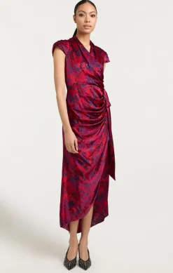 Cinq à Sept Gail Dress MarbledPeoniesDarkRedMulti Online