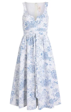 Cinq à Sept Garden Toile Ebba Dress White/Blue Outlet