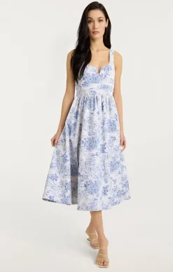 Cinq à Sept Garden Toile Ebba Dress White/Blue Outlet