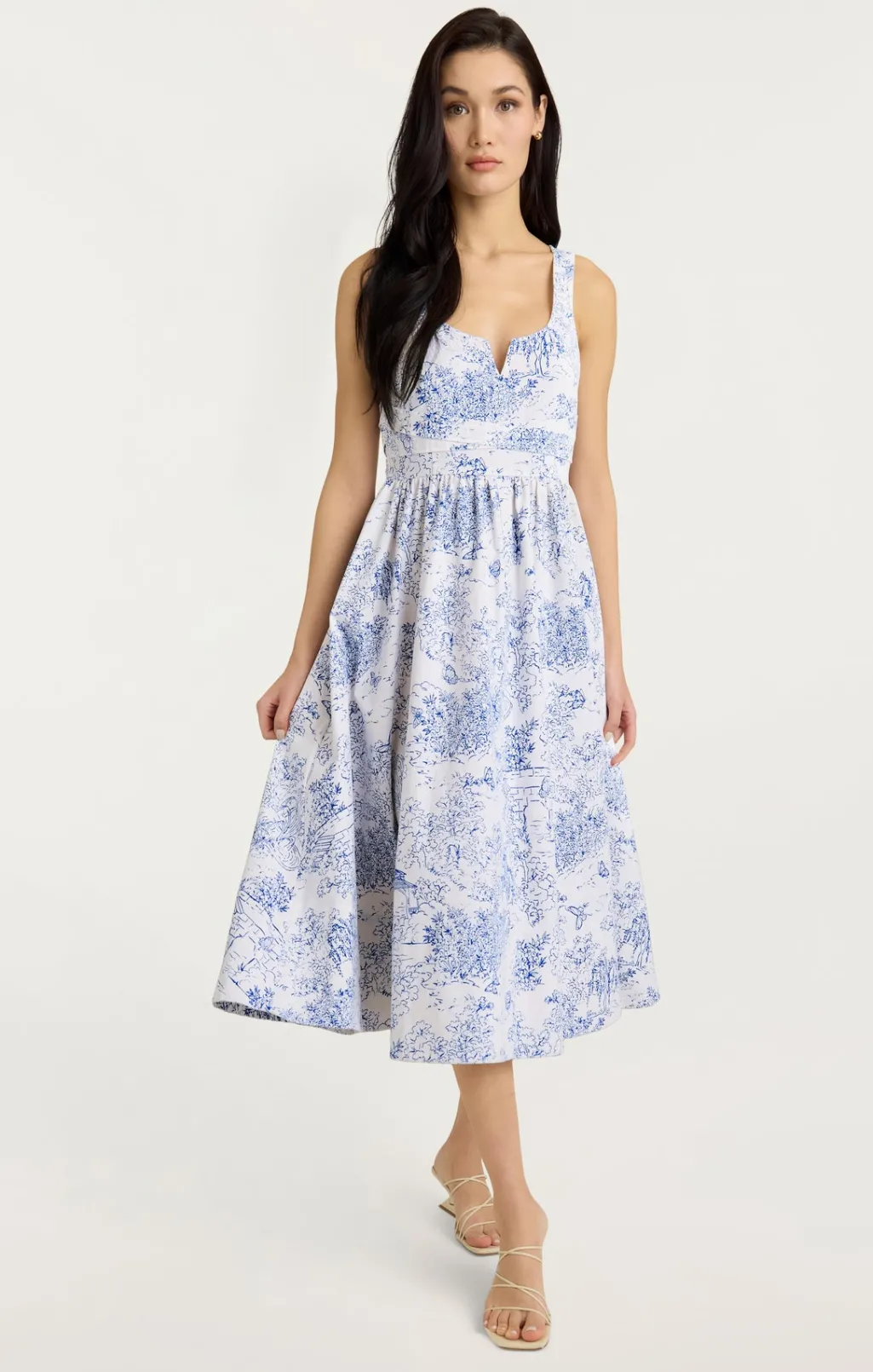 Cinq à Sept Garden Toile Ebba Dress White/Blue Outlet