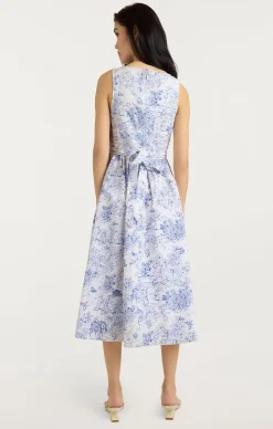 Cinq à Sept Garden Toile Ebba Dress White/Blue Outlet