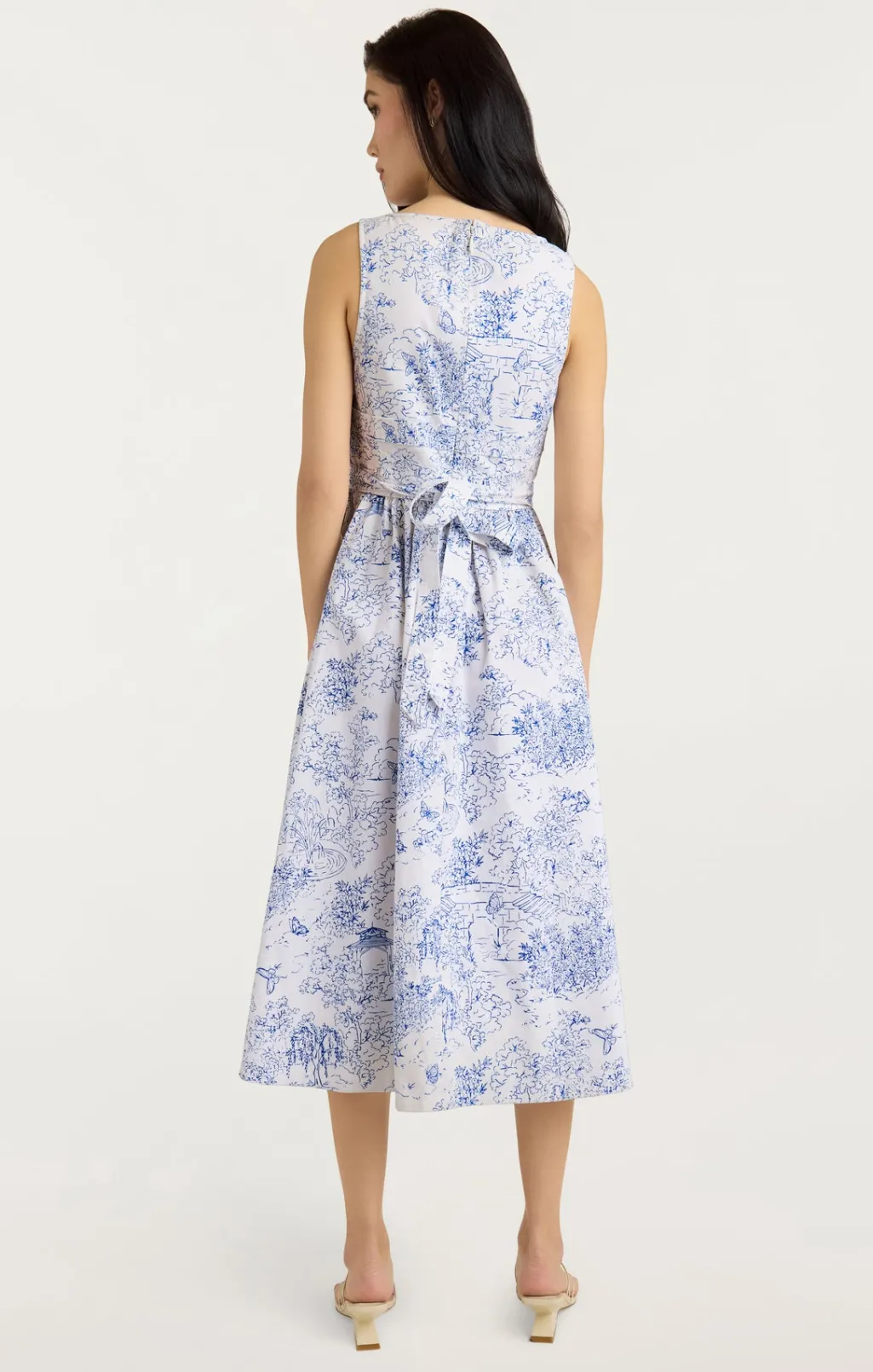Cinq à Sept Garden Toile Ebba Dress White/Blue Outlet