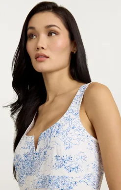 Cinq à Sept Garden Toile Ebba Dress White/Blue Outlet