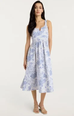 Cinq à Sept Garden Toile Ebba Dress White/Blue Outlet