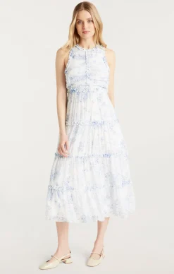 Cinq à Sept Garden Toile Jude Dress White/Blue Discount
