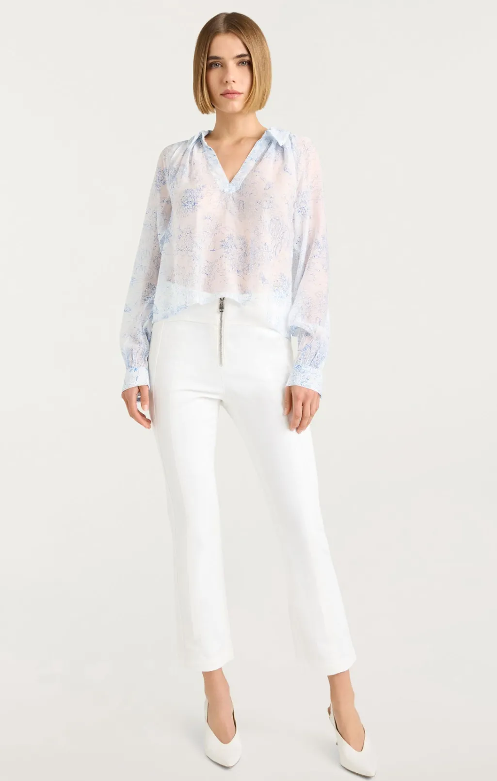 Cinq à Sept Garden Toile Mila Top White/Blue Outlet
