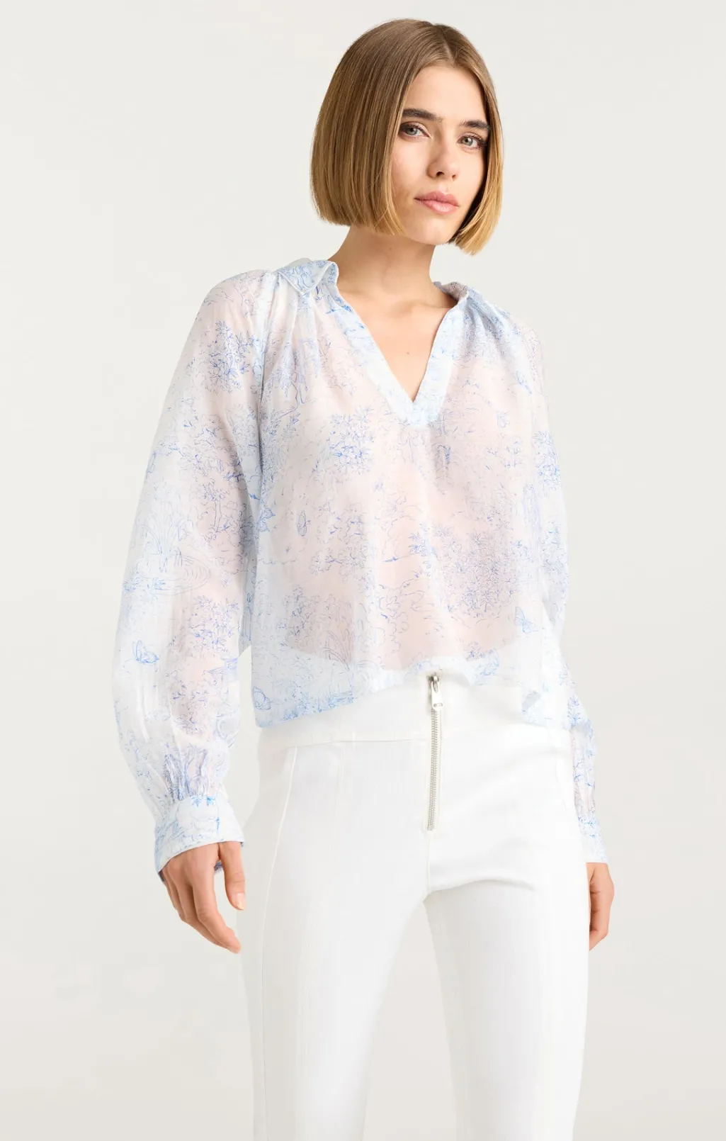 Cinq à Sept Garden Toile Mila Top White/Blue Outlet