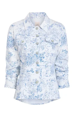 Cinq à Sept Garden Toile Scrunched Canyon Jacket White/Blue Outlet