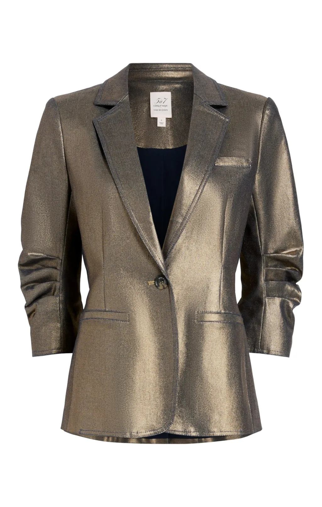 Cinq à Sept Coated Khloe Blazer Gold New