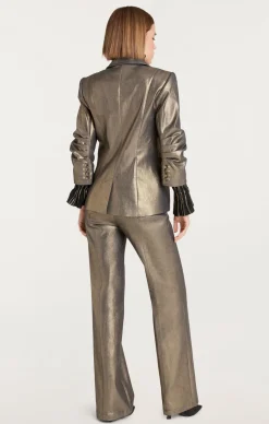 Cinq à Sept Coated Khloe Blazer Gold New