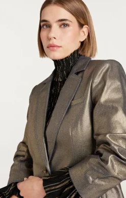 Cinq à Sept Coated Khloe Blazer Gold New