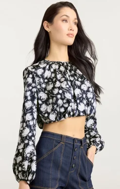 Cinq à Sept Graphic Floral Kamala Top Navy/Ivory Online