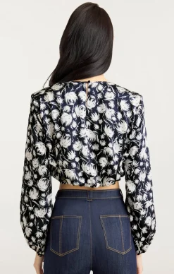 Cinq à Sept Graphic Floral Kamala Top Navy/Ivory Online