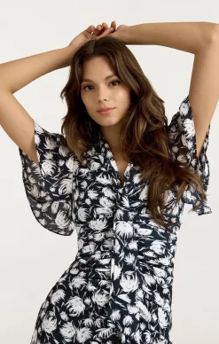 Cinq à Sept Graphic Floral Peeta Dress Navy/Ivory Online