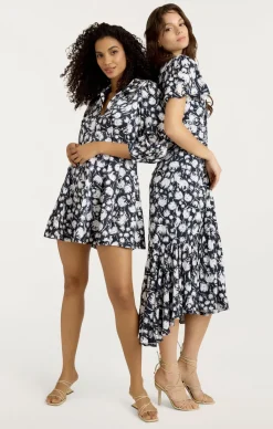 Cinq à Sept Graphic Floral Peeta Dress Navy/Ivory Online