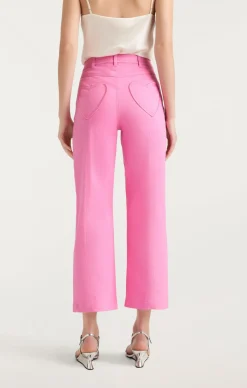 Cinq à Sept Heart Embroidery Cropped Verona Pant Flamingo Online