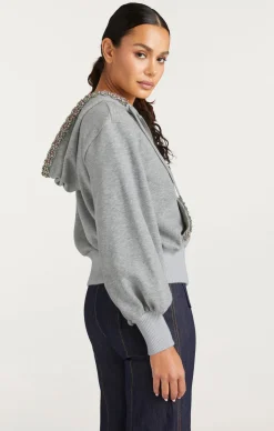 Cinq à Sept Heather Maddie Zip Up Sweatshirt HeatherGrey/multi Sale