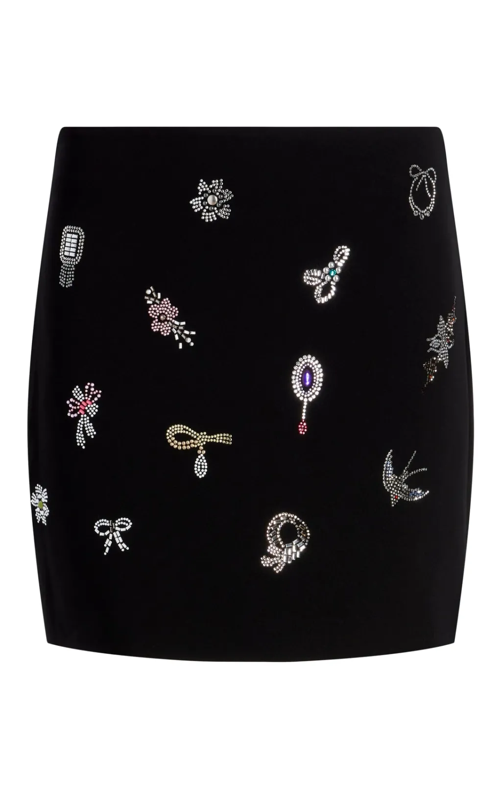 Cinq à Sept Heatset Brooches Embellished Doris Skirt BlackMulti