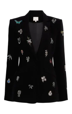 Cinq à Sept Heatset Brooches Embellished Cheyenne Blazer BlackMulti Best