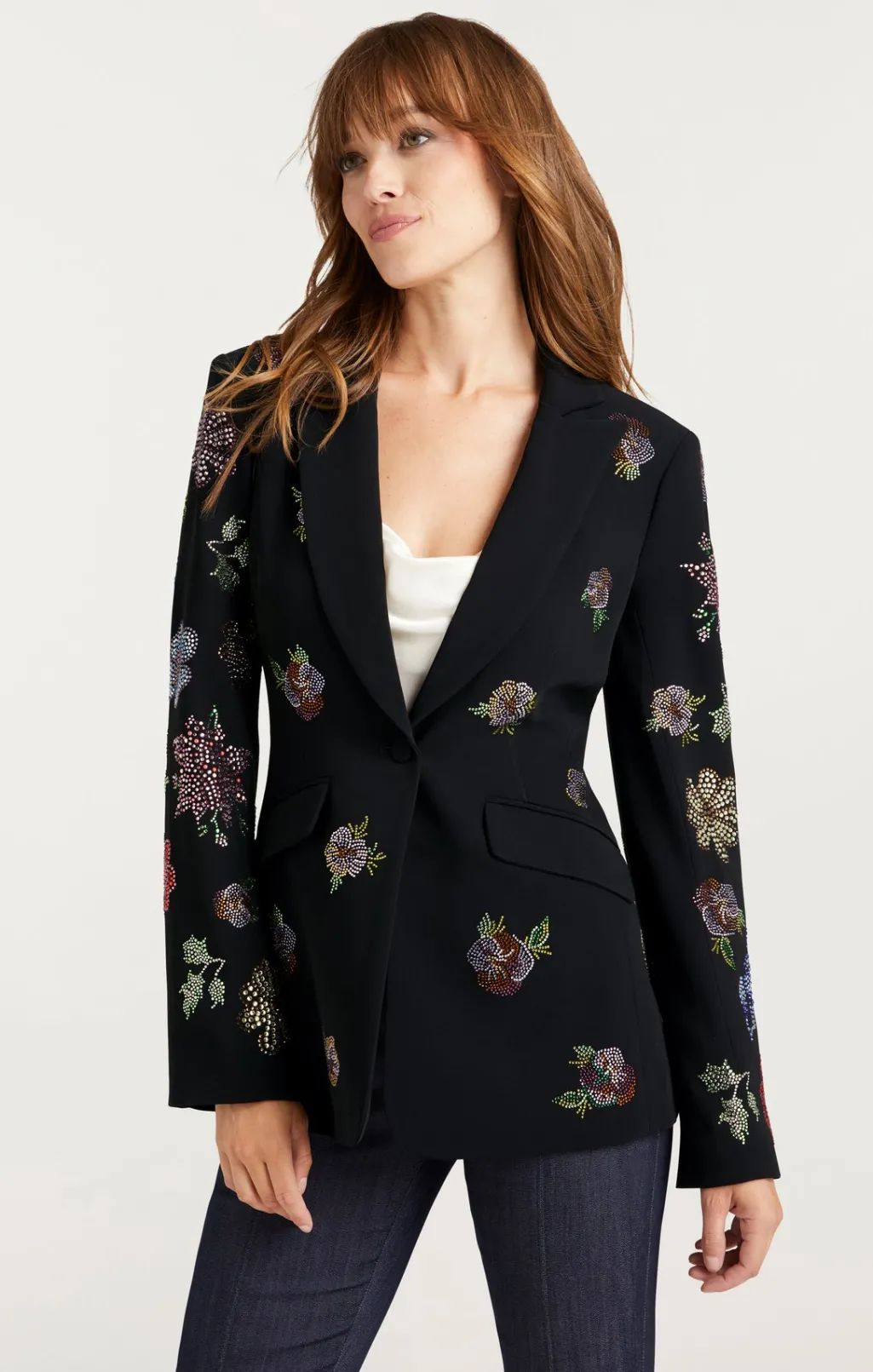 Cinq à Sept Heatset Pansy Garden Cheyenne Blazer Black/multi Outlet