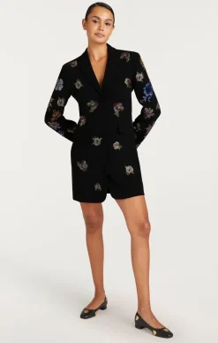 Cinq à Sept Heatset Pansy Garden Long Sleeve Joel Dress Black/Multi Outlet
