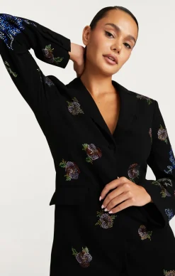 Cinq à Sept Heatset Pansy Garden Long Sleeve Joel Dress Black/Multi Outlet