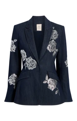 Cinq à Sept Heatset Roses Cheyenne Blazer Indigo Hot