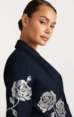 Cinq à Sept Heatset Roses Cheyenne Blazer Indigo Hot