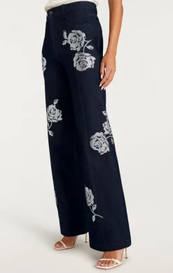 Cinq à Sept Heatset Roses Francine Pant Indigo New