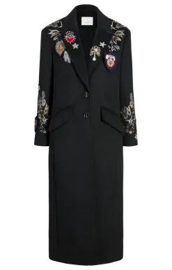 Cinq à Sept Heritage Patch Gravis Coat BlackMulti Discount