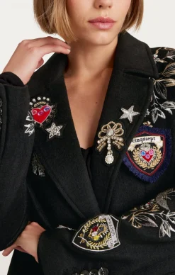 Cinq à Sept Heritage Patch Gravis Coat BlackMulti Discount