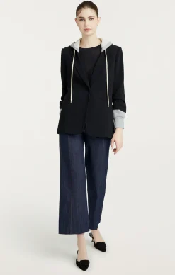 Cinq à Sept Hooded Khloe Blazer Black/HeatherGrey Hot